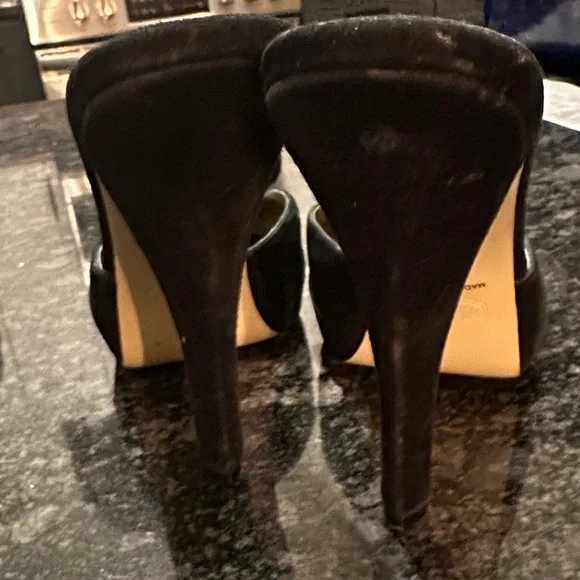 Hale Bob Black Velvet Heels with Floral Detail - Picture 2 of 5